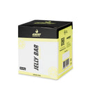 4Energy Jelly Bar Box - 10 x 25 g saveur citron et citron vert, boîte noire et vert citron avec illustrations de citrons sur fond blanc.