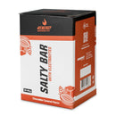 4Energy Salty Bar Box - 10 x 45 g saveur chocolat et caramel, emballage noir, blanc et orange avec illustration de cabosse de cacao et code QR.