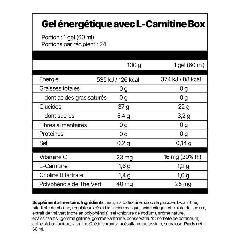 Gel énergétique avec L-Carnitine Box