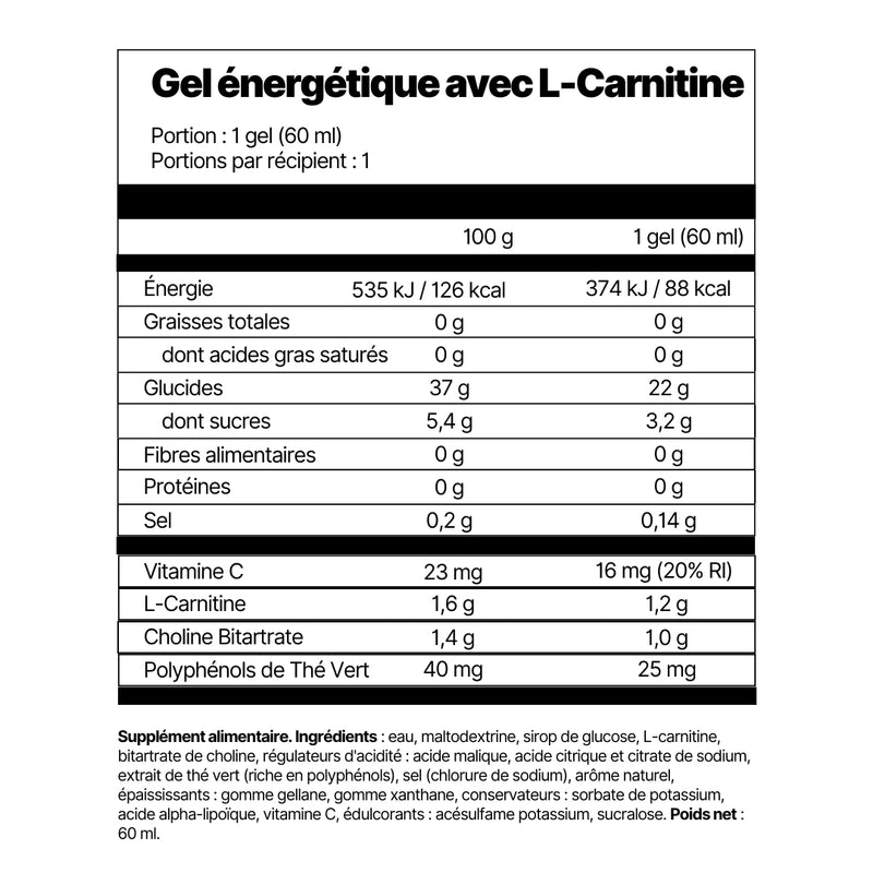 Gel énergétique avec L-Carnitine