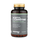 4Endurance Pro Acetyl-L-Carnitine - 90 gélules, flacon ambre foncé avec bouchon doré et étiquette à rayures vertes sur fond blanc.