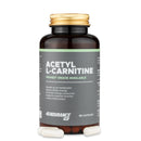 4Endurance Pro Acetyl-L-Carnitine - 90 gélules, flacon ambre foncé avec bouchon doré et étiquette à rayures vertes sur fond blanc.