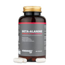 4Endurance Pro Beta-alanine - 60 gélules, flacon blanc avec bouchon noir et étiquette mise en évidence en rouge sur fond blanc.