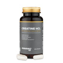 4Endurance Pro Creatine HCL - 60 gélules, flacon marron foncé avec bouchon doré, étiquette montrant les avantages clés sur fond blanc.