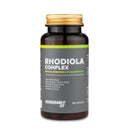4Endurance Pro Rhodiola Complex - 60 gélules, flacon avec bouchon doré, bande verte sur l’étiquette, design noir et doré sur fond blanc.