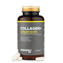 4Endurance Pro Collagen+ - 90 comprimés Collagen+, flacon brun avec bouchon doré, étiquette blanche avec bande jaune sur fond blanc.