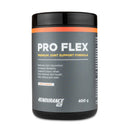 4Endurance Pro Flex - 400 g saveur pêche, conteneur noir avec étiquette grise, bande orange, bienfaits pour le soutien articulaire listés.