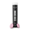 Nduranz Zero Drink - 20 comprimés effervescents saveur fruits des bois, tube cylindrique noir avec bouchon à vis blanc sur fond blanc.