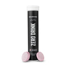 Nduranz Zero Drink - 20 comprimés effervescents saveur pamplemousse rose, tube cylindrique noir avec bouchon à vis sur fond blanc.