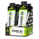 4Energy 4Energy Gel Box - 18 x 66 g saveur pomme, emballage vert et blanc avec illustrations de feuilles et texte nutritionnel.