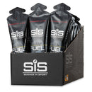 SIS Beta Fuel Gel Box - 30 x 60 ml saveur fraise et citron vert, sachets noirs avec embouts et texte rouge sur fond blanc.