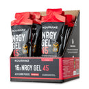 Nduranz Nrgy Gel 45 with Caffeine Box - 16 x 75 g saveur cerise, sachets rouges et noirs avec informations nutritionnelles sur fond blanc.