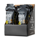 Nduranz Nrgy Gel 45 Box - 16 x 75 g saveur citron, emballage noir et orange dans une boîte présentoir en carton sur fond blanc.