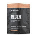 NDURANZ Regen Complete Recovery Formula - 920 g goût noisette, sachet centré avec texte nutritionnel et fermeture refermable.