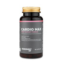 4Endurance Pro Cardio Max - 60 gélules, formule de soutien cardiaque, flacon noir avec bouchon doré, accent rose sur fond blanc.
