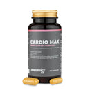 4Endurance Pro Cardio Max - 60 gélules, formule de soutien cardiaque, flacon noir avec bouchon doré, accent rose sur fond blanc.