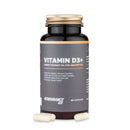 4Endurance Pro Vitamin D3+ - 90 gélules, flacon plastique ambre foncé avec bouchon doré, étiquette grise montrant les bienfaits du complément.